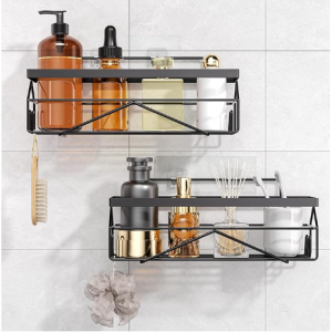 PIMVANS Adhesive Stainless Steel Shower Caddy Shelf Organizer (Matte Black 2PCS) @ Amazon