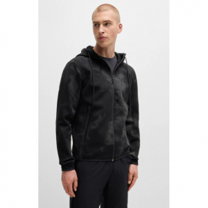 带反光装饰图案的拉链连帽衫