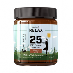 Receptra Relax 25 毫克 CBD + CBG 软糖 / 30 粒