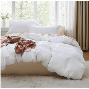 Bedsure White Duvet Cover Queen Size - 3 Pieces Prewashed Extra Soft Bedding Set