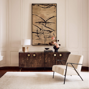 Kole Warm White Abstract Performance Nylon Area Rug 6'x9'