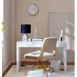 Runway 2-Drawer White Lacquered Wood Desk