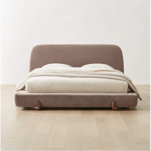 Stivale Light Brown Velvet Queen Bed