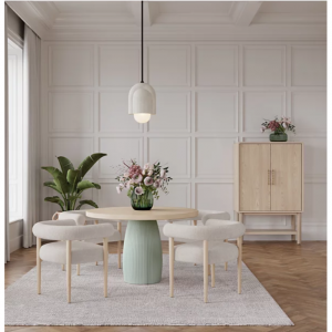 Lunare 5件餐桌套装（圆桌和4张卷背椅）