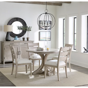 Sadie 5件圆形餐桌椅（桌子和4张梯背椅）