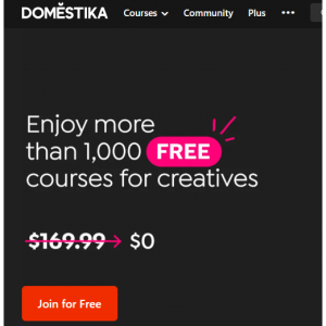 Discover more than 1000 free courses for creatives @ Domestika, value $169.99