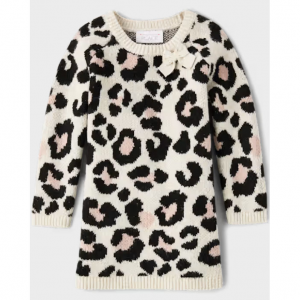 婴幼儿女孩豹纹毛衣裙 - 粉色
