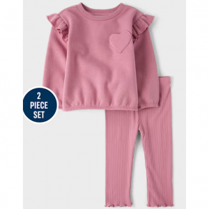 女童心形两件套服装 - 紫色