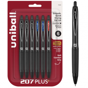 Uni-ball 207PLUS+ Gel, 0.7MM, Asst Bus, 6pk @ Amazon