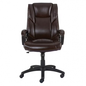 Staples Kelburne Luxura 人体工学人造皮革旋转大班椅,棕色 (58227-CC)