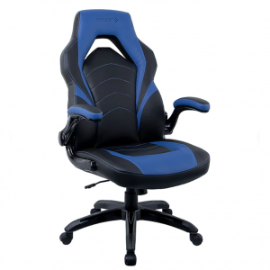 Staples Emerge Vortex 粘合皮革人体工学游戏椅,黑色和蓝色 (58293-CC)