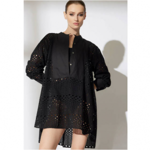 NATORI Round Eyelet Oversized Tuxedo Shirt