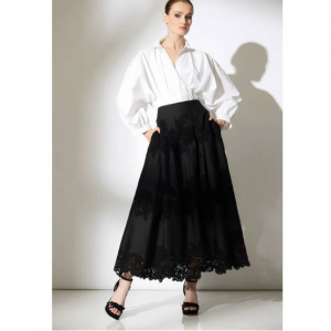 NATORI Madeira Cutwork Embroidered Maxi Skirt