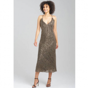 JOSIE NATORI Couture All Over Sequins Open Back 连衣裙