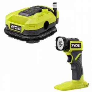 RYOBI ONE+ 18V 无绳双功能充气机/放气机，带无绳 LED 灯（仅工具）@ HomeDepot