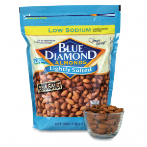 Blue Diamond Almonds Low Sodium Lightly Salted Snack Nuts, 40 Oz Bag (Pack of 1) @ Amazon