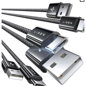 38% off LISEN USB A to USB C Cable, 3-Pack [3.3+3.3+6.6FT] USBC to USB @Amazon