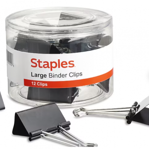 37% off Staples Large Binder Clips, 1" Capacity, Black, 12 Clips/Pack (10669-CC) @Staples