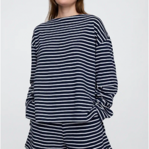 条纹宽松长袖T恤