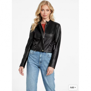 Dixie Faux-Leather Lace-Up Jacket