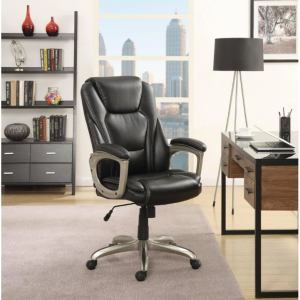 Serta Heavy-Duty Bonded Leather Commercial Office Chair with Memory Foam, 350 lb capacity, Black