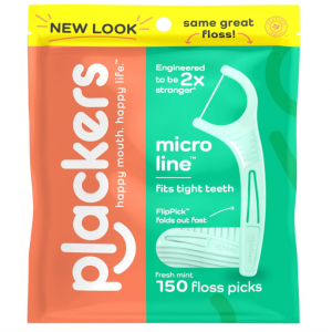 Plackers Micro Mint Dental Flossers, Fresh Mint Flavor, 150 Count @ Amazon