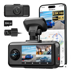 Redtiger A6 2.5k+1080P+1080P 3-Channel 5.8GHz Wifi Dash Cam only $121.99