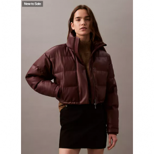 69% OFF Calvin Klein Classic Faux Leather Puffer Jacket