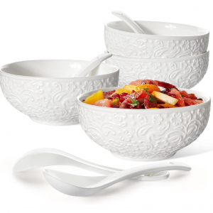 Artena Soup Bowls & Soup Spoons, Cereal Bowls 26 OZ, Set Of 4 @ Amazon