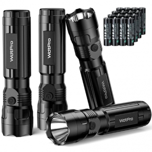 WdtPro 4 Pack LED Flashlights, Bright Flashlight with 16 AAA Batteries @ Amazon