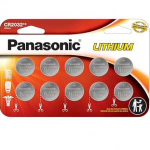 Panasonic CR2032 3.0 Volt Long Lasting Lithium Coin Cell Batteries, 10 Pack @ Amazon