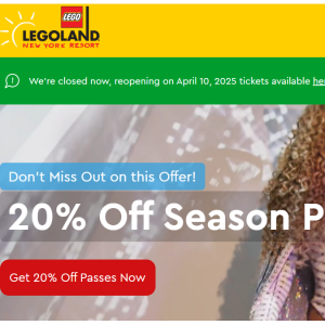 Get 20% Off Passes @LEGOLAND New York 