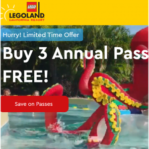 Buy 3 Get 1 Free Annual Passes @LEGOLAND California