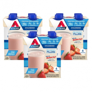 Atkins Strawberry Protein-Rich Shake, Gluten Free, Keto-Friendly, 24 Count (2-Pack) @ Amazon