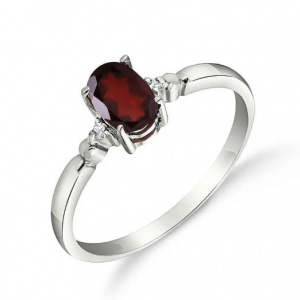QP Jewellers Garnet & Diamond Elegant Allure 纯银戒指