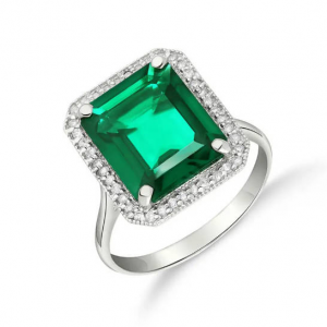 QP Jewellers Emerald & Diamond Lilibet Signature Halo 戒指