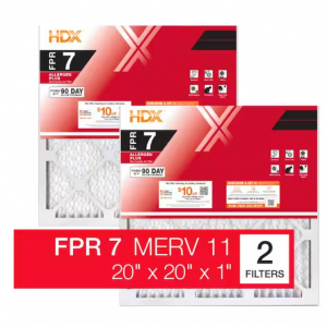 20 in. x 20 in. x 1 in. Allergen Plus Pleated Furnace Air Filter FPR 7, MERV 11 (2-Pack) 