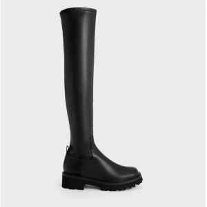 Charles & Keith Platform Thigh High Boots - Black