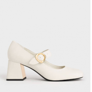 Charles & Keith Buckled Mary Jane Pumps - Chalk