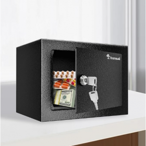 Bonsaii Safe Box with Key Lock, Steel Construction Money Safe Box, 0.22 Cubic Feet @ Amazon