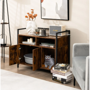 Giantex 貓砂盒外殼 - 貓洗手間隱藏式家具，帶前入口