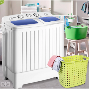 20磅洗衣機西班牙旋轉便攜式洗衣機，藍色+白色