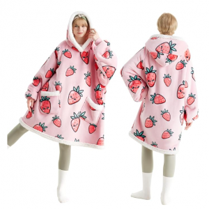 Bedsure Wearable Blanket Hoodie, Sherpa Hooded Blanket Printed @ Amazon