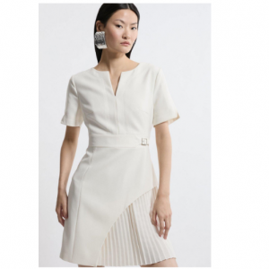 71% Off Petite Tailored Military Pleat Side Panel Mini Dress @ Karen Millen US