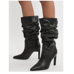 60% Off Suede Mid Calf Slouch Heeled Boot @ Karen Millen UK