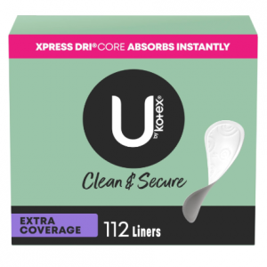 U by Kotex Security Lightdays Panty Liners, Light Absorbency, Unscented, 112 Count @ Amazon