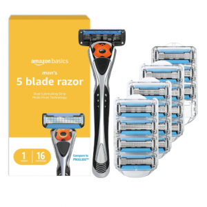 Amazon Basics 5-Blade MotionSphere Razor for Men with Dual Lubrication, 17 Piece Set @ Amazon