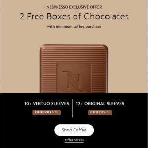 Free Coffee Sleeve with Minimum Coffee Purchase @ Nespresso 