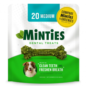 Minties Dental Chews for Dogs, 20 Count @ Amazon