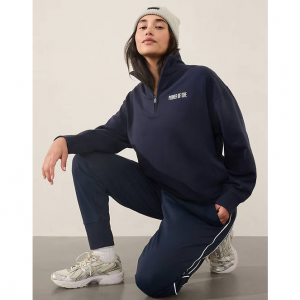 Athleta Logo 1/4拉链抓绒套头衫